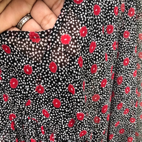 Floral tunic top size XXL red black white NWT 3/4 sleeve - Picture 6 of 13